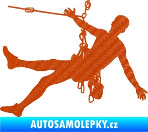 Samolepka Horolezec 002 pravá 3D karbon oranžový