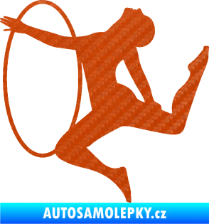Samolepka Hula Hop 002 levá gymnastka s obručí 3D karbon oranžový