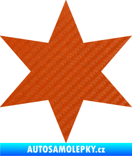 Samolepka Hvězda 002 3D karbon oranžový