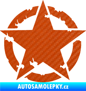Samolepka Hvězda US Army 003 narušená 3D karbon oranžový