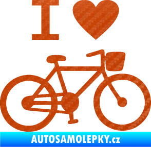 Samolepka I love cycling pravá 3D karbon oranžový