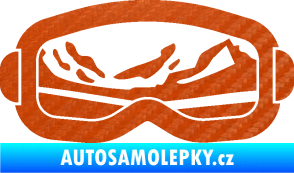 Samolepka I love snow brýle pravá 3D karbon oranžový