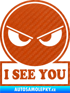Samolepka I see you smajlík 3D karbon oranžový