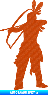 Samolepka Indián 008 levá sioux s lukem 3D karbon oranžový