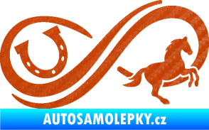 Samolepka Infinity 005 pravá koník s podkovou 3D karbon oranžový