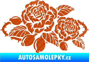 Samolepka Interiér 004 levá růže šípková 3D karbon oranžový