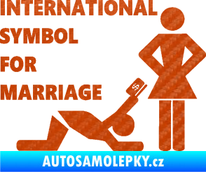 Samolepka International symbol for marriage 3D karbon oranžový
