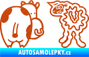 Samolepka JDM kravička a ovečka 001 levá 3D karbon oranžový