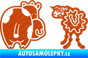 Samolepka JDM kravička a ovečka 002 levá 3D karbon oranžový