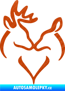 Samolepka Jelen laň láska levá 3D karbon oranžový