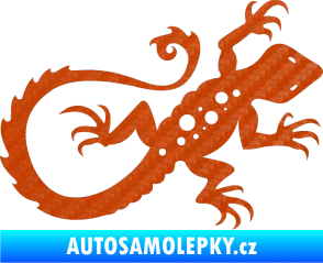 Samolepka Ještěrka 012 pravá 3D karbon oranžový