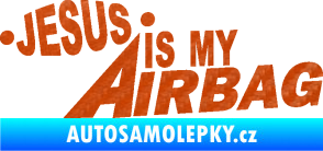 Samolepka Jesus is my airbag nápis 3D karbon oranžový