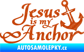 Samolepka Jesus is my anchor 3D karbon oranžový