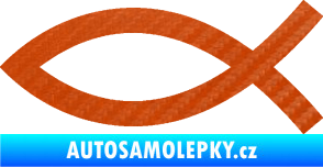 Samolepka Jesus rybička 002 křesťanský symbol 3D karbon oranžový