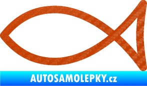 Samolepka Jesus rybička 006 křesťanský symbol 3D karbon oranžový