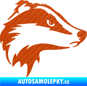 Samolepka Jezevec 002 pravá 3D karbon oranžový