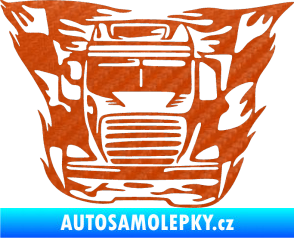 Samolepka Kamion 001 nákladní auto 3D karbon oranžový