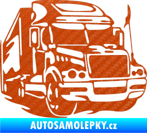 Samolepka Kamion 002 pravá nákladní auto 3D karbon oranžový