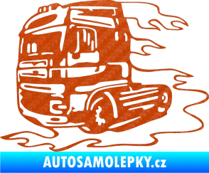 Samolepka Kamion 003 levá nákladní auto 3D karbon oranžový