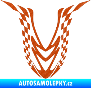 Samolepka Kapota 006 šachovnice 3D karbon oranžový