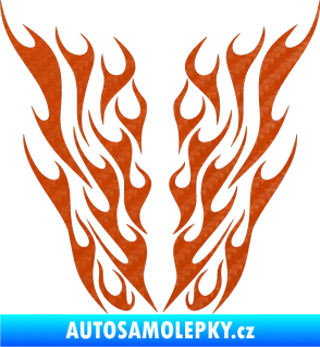 Samolepka Kapota 012 plameny 3D karbon oranžový
