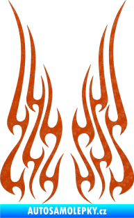 Samolepka Kapota 019 plameny 3D karbon oranžový
