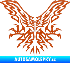 Samolepka Kapota 037 tatto dravec 3D karbon oranžový