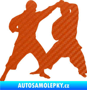 Samolepka Karate 013 levá souboj 3D karbon oranžový