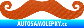 Samolepka Knír 001 movember, moustache styl 3D karbon oranžový