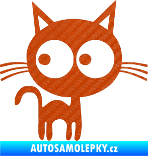 Samolepka Kočička 001 pravá 3D karbon oranžový
