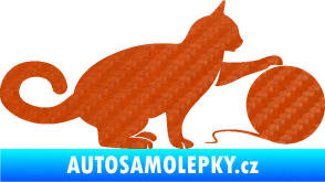 Samolepka Kočka 011 pravá 3D karbon oranžový