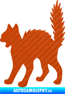 Samolepka Kočka 013 levá 3D karbon oranžový