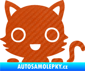 Samolepka Kočka 014 pravá kočka v autě 3D karbon oranžový