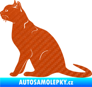 Samolepka Kočka 021 levá 3D karbon oranžový