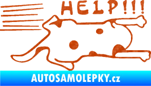 Samolepka Kočka Help samolepka na bok  3D karbon oranžový