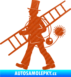 Samolepka Kominík 001 levá 3D karbon oranžový