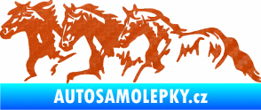 Samolepka Koníci 004 levá stádo 3D karbon oranžový