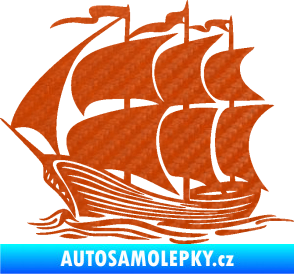 Samolepka Koráb 002 levá 3D karbon oranžový