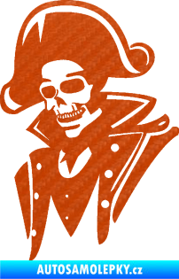 Samolepka Kostra pirát levá 3D karbon oranžový