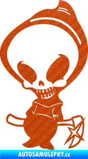 Samolepka Kostra s kapucí pravá 3D karbon oranžový