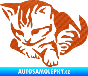 Samolepka Koťátko 003 levá 3D karbon oranžový