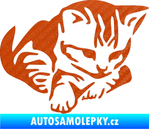 Samolepka Koťátko 003 pravá 3D karbon oranžový