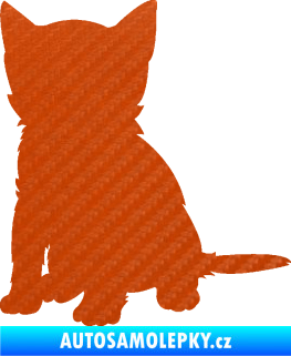 Samolepka Koťátko 005 levá 3D karbon oranžový