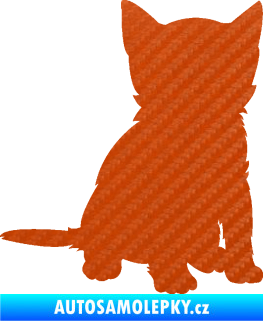 Samolepka Koťátko 005 pravá 3D karbon oranžový