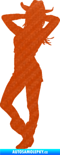 Samolepka Kovbojka 002 levá 3D karbon oranžový