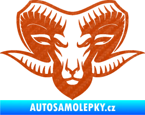 Samolepka Kozel 006 hlava 3D karbon oranžový