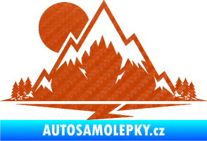 Samolepka Krajina hory 001 levá 3D karbon oranžový