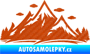 Samolepka Krajina hory 002 levá 3D karbon oranžový