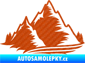 Samolepka Krajina hory 003 levá 3D karbon oranžový