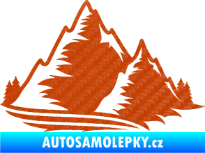 Samolepka Krajina hory 003 pravá 3D karbon oranžový